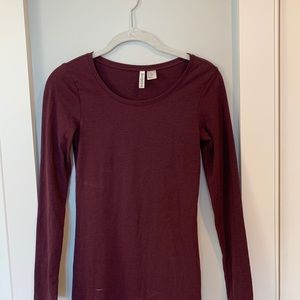 MAROON LONG SLEEVE BODY CON
